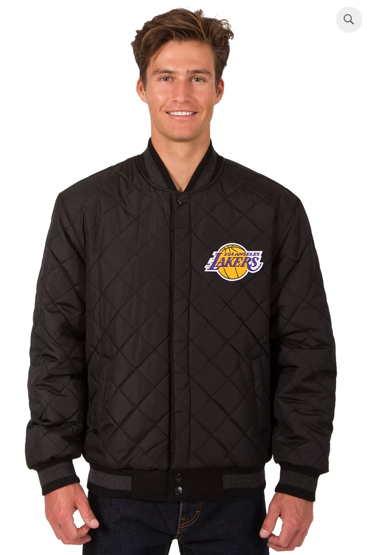 Los Angeles Lakers Reversible Wool and Leather Varsity Jacket with Back Logo