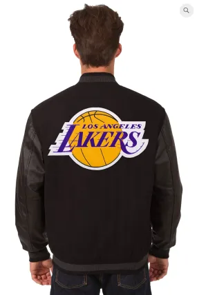 Los Angeles Lakers Reversible Wool and Leather Varsity Jacket with Back Logo