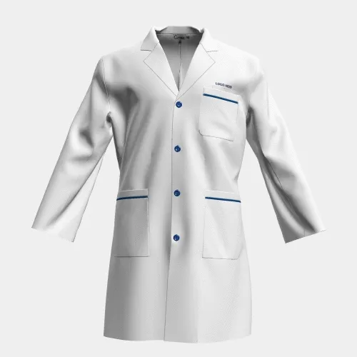 <b>PRE ORDER</b> | Men's Contrast Piping Lab Coat - Off White/Blue