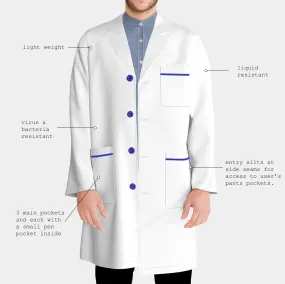 <b>PRE ORDER</b> | Men's Contrast Piping Lab Coat - Off White/Blue