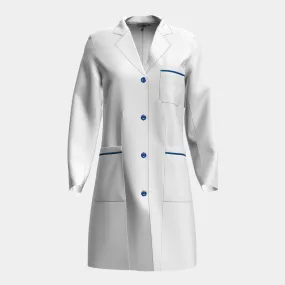 <b>PRE ORDER</b> | Women's Contrast Piping Lab Coat - Off White/Blue