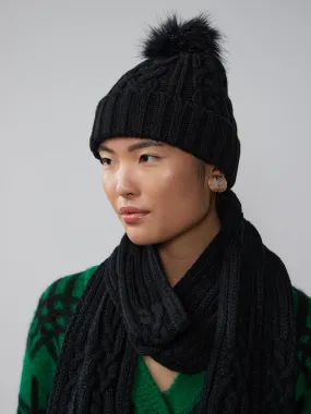 Lurex Cable Scarf & Beanie Set