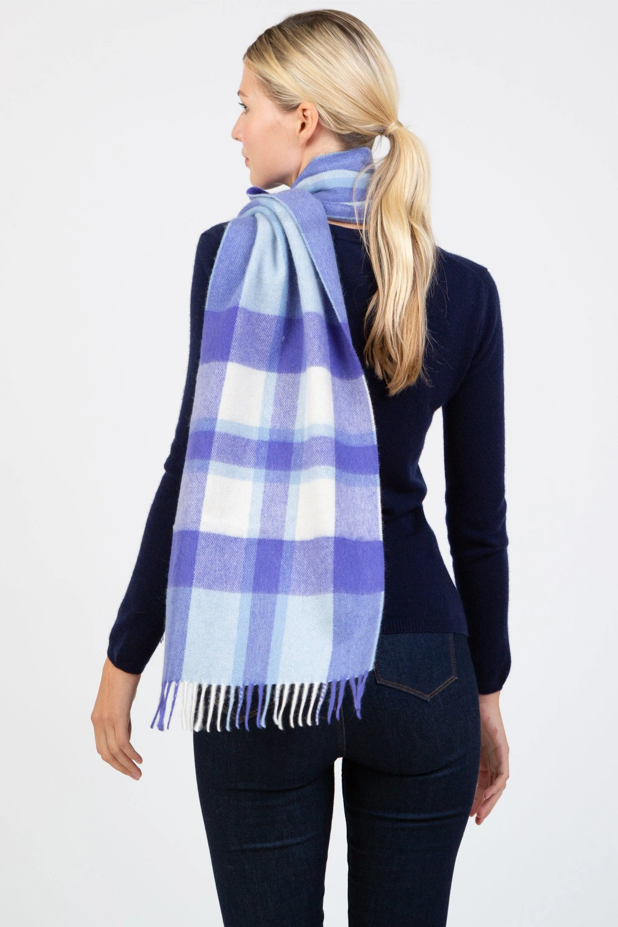 Made in Scotland Contemporary Exploded Thompson Wide Cashmere Scarf - Blue