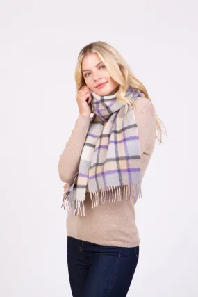 Made In Scotland Princeton Check Cashmere Scarf - Purple