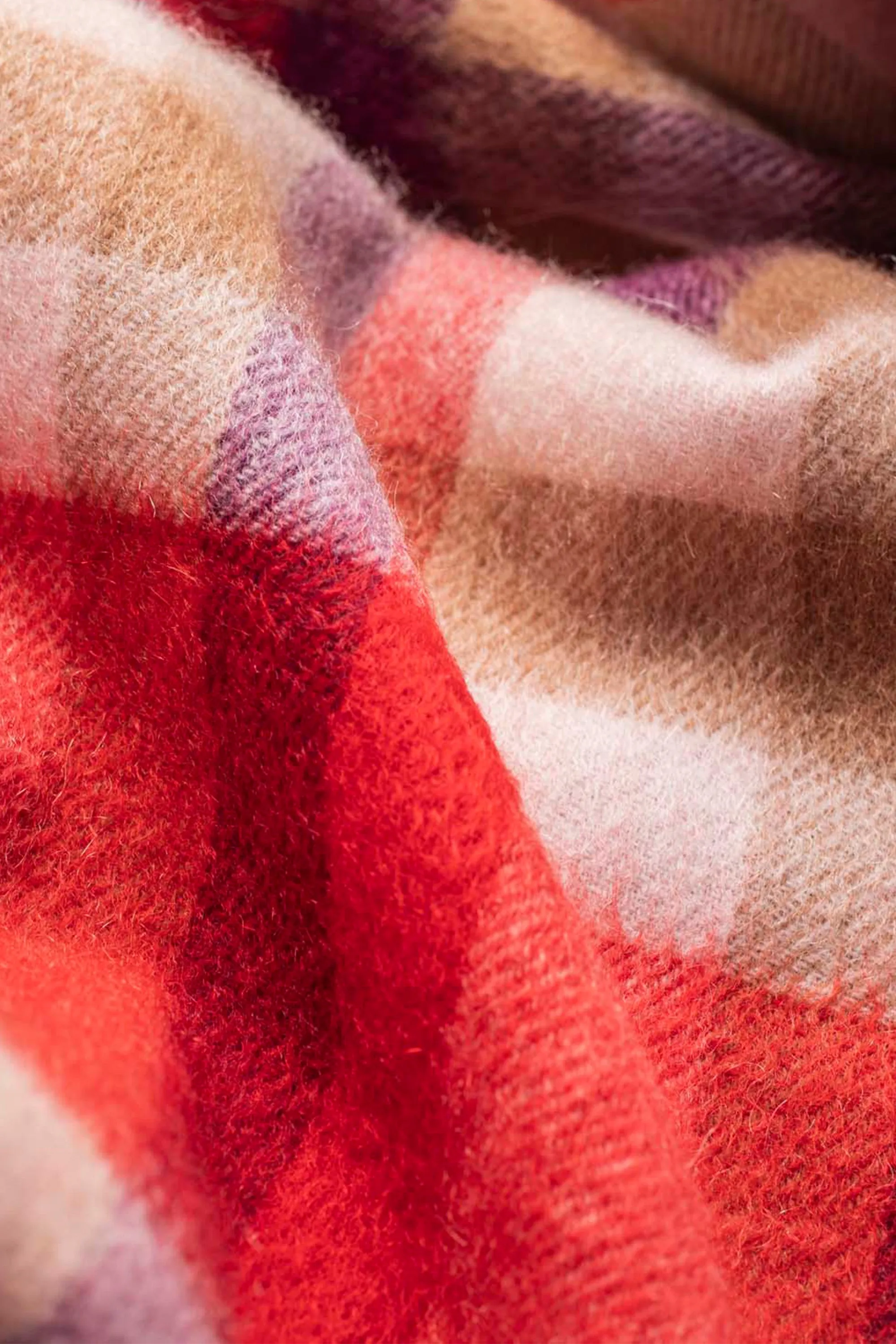 Made in Scotland Stepping Check Cashmere Scarf - Spice