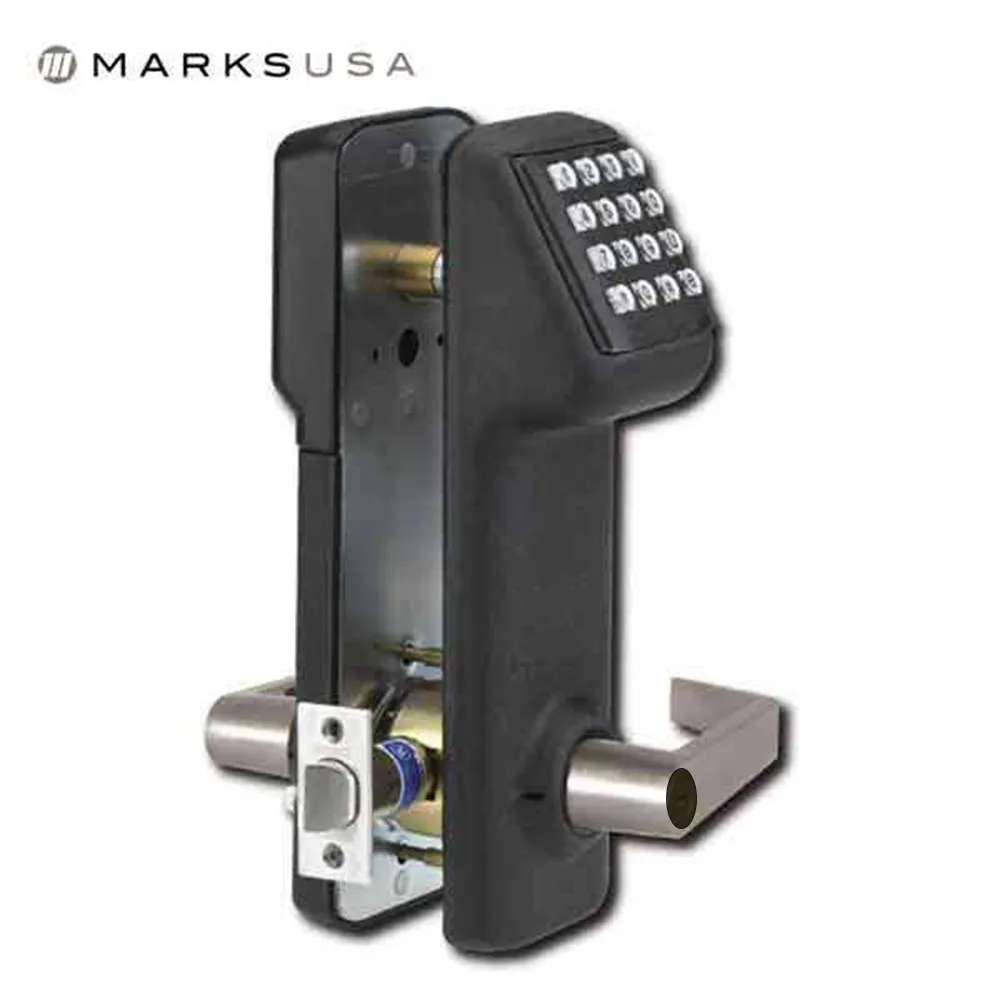 Marks USA - IQ1 - LITE - Electronic Pushbutton Lever Set - SFIC - Black w/ 26D Lever Set