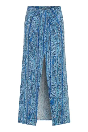 Maya Vegan Silk Knot Skirt Blue