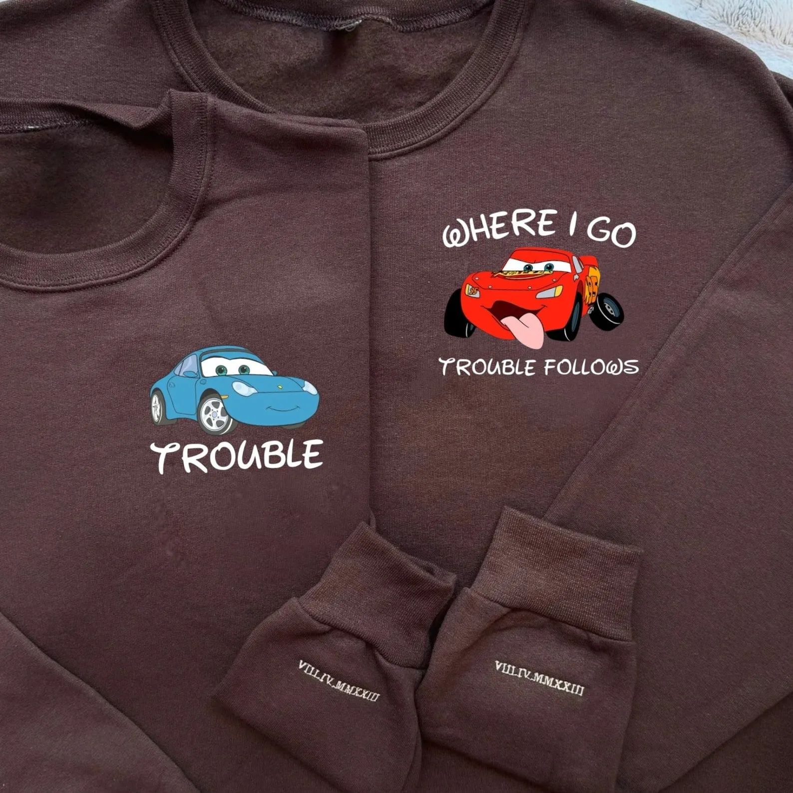 “McQueen x Sally” Couple Hoodies – Trouble & Follows Matching Set