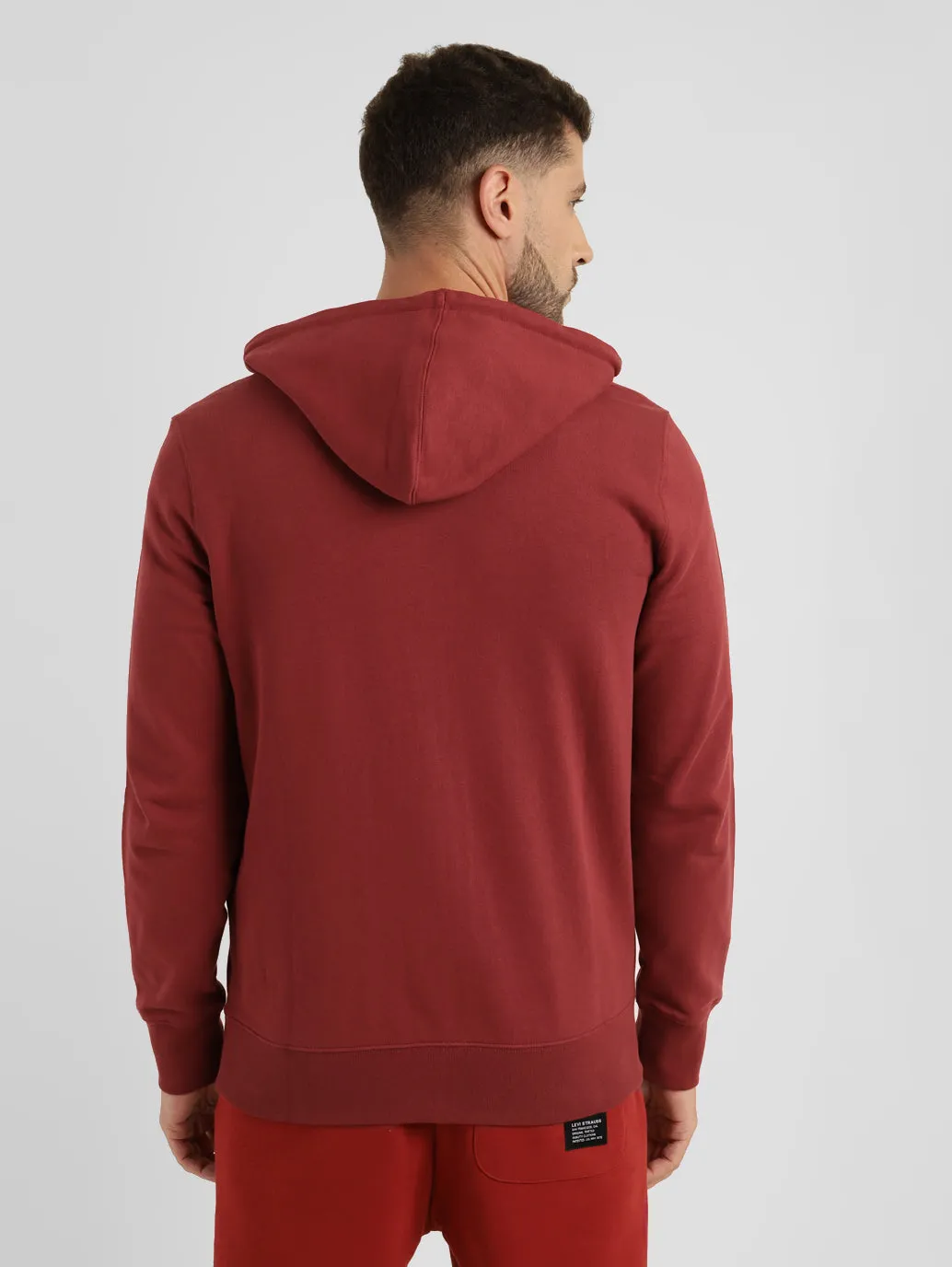 Men's Solid Hooded Sweatshirt Red