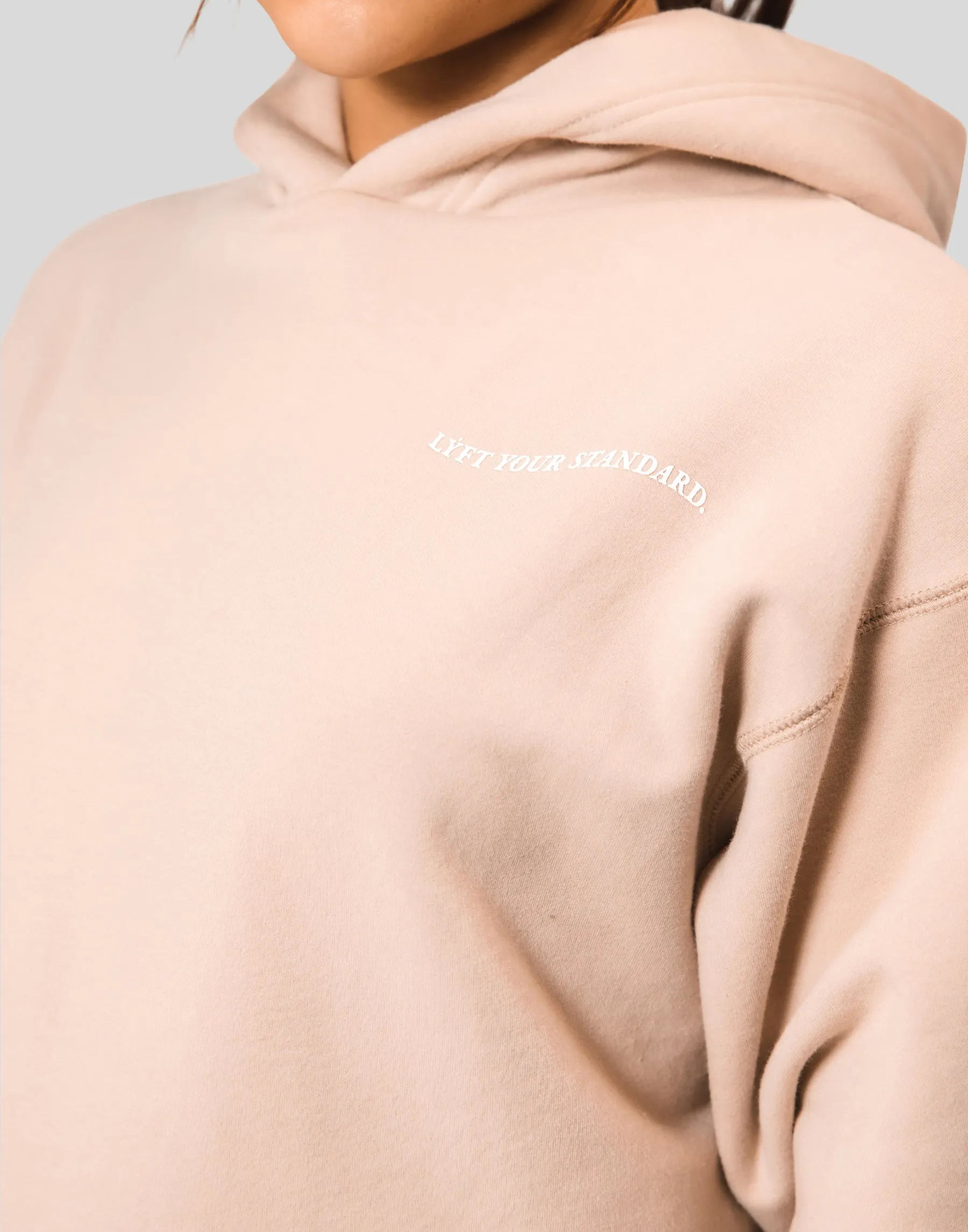 Message Ring Cropped Hoodie - Beige