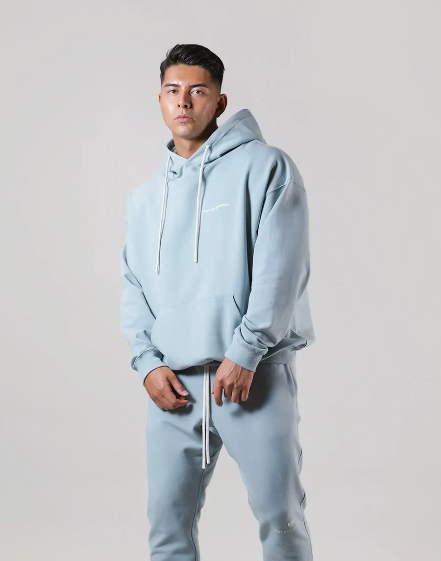 Message Ring Stretch Warm Pullover Hoodie - L.Blue