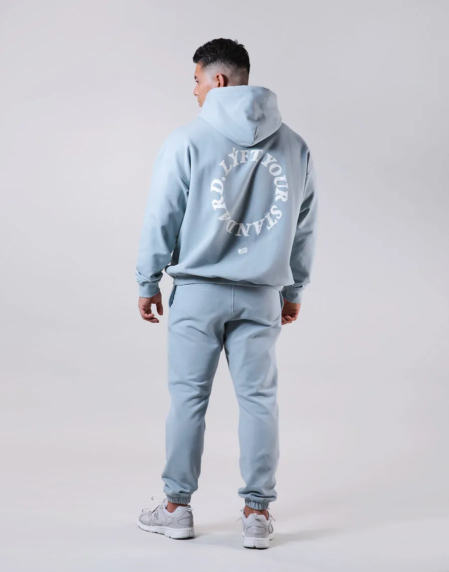 Message Ring Stretch Warm Pullover Hoodie - L.Blue