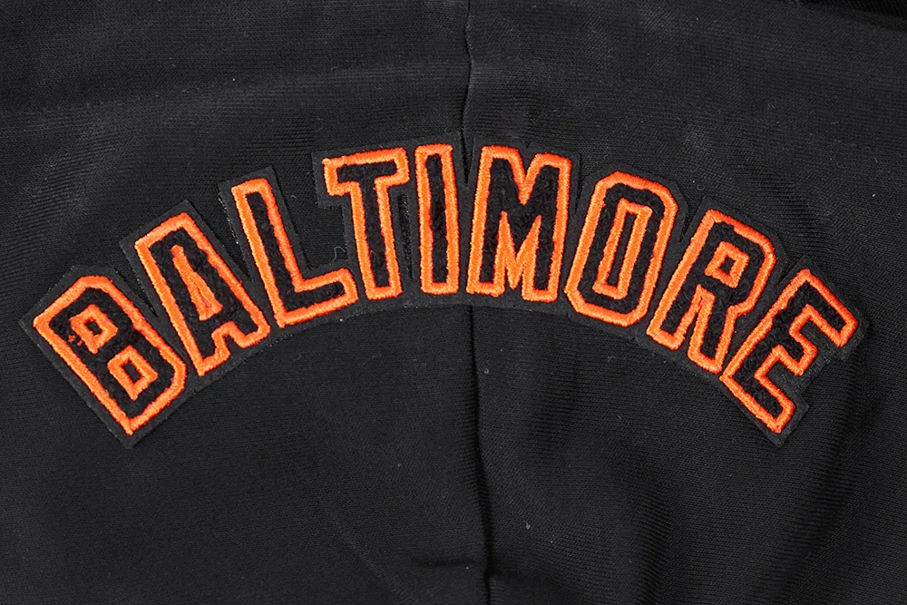 MLB BALTIMORE ORIOLES MASHUP WOMEN'S RIB CROPPED PO HOODIE (BLACK/ORANGE)