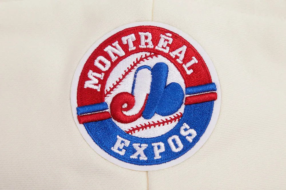 MLB MONTREAL EXPOS RETRO CLASSIC WOMEN'S RIB CROPPED PO HOODIE (EGGSHELL/ RED)