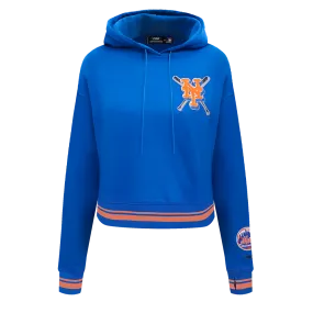 MLB NEW YORK METS MASHUP WOMEN'S RIB CROPPED PO HOODIE (ROYAL/ORANGE/ROYAL)