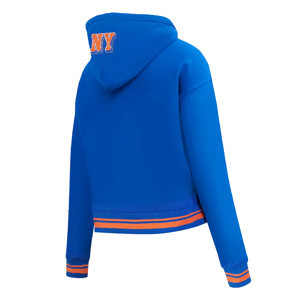 MLB NEW YORK METS MASHUP WOMEN'S RIB CROPPED PO HOODIE (ROYAL/ORANGE/ROYAL)