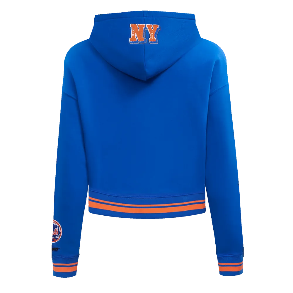 MLB NEW YORK METS MASHUP WOMEN'S RIB CROPPED PO HOODIE (ROYAL/ORANGE/ROYAL)