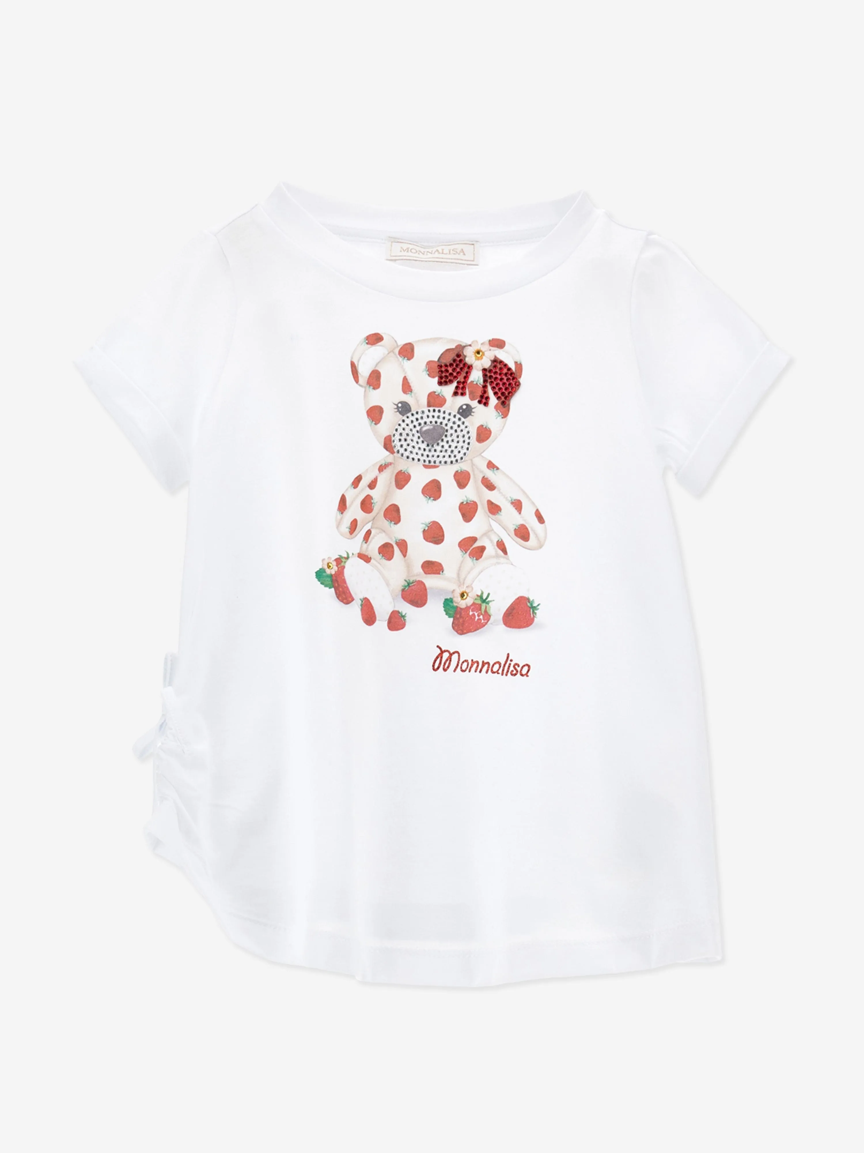 Monnalisa Girls Teddy Bear Maxi T-Shirt in White