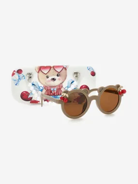 Monnalisa Girls Teddy Bear Sunglasses With Case in Brown