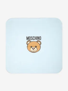 Moschino Baby Boys Bear Logo Blanket in Blue