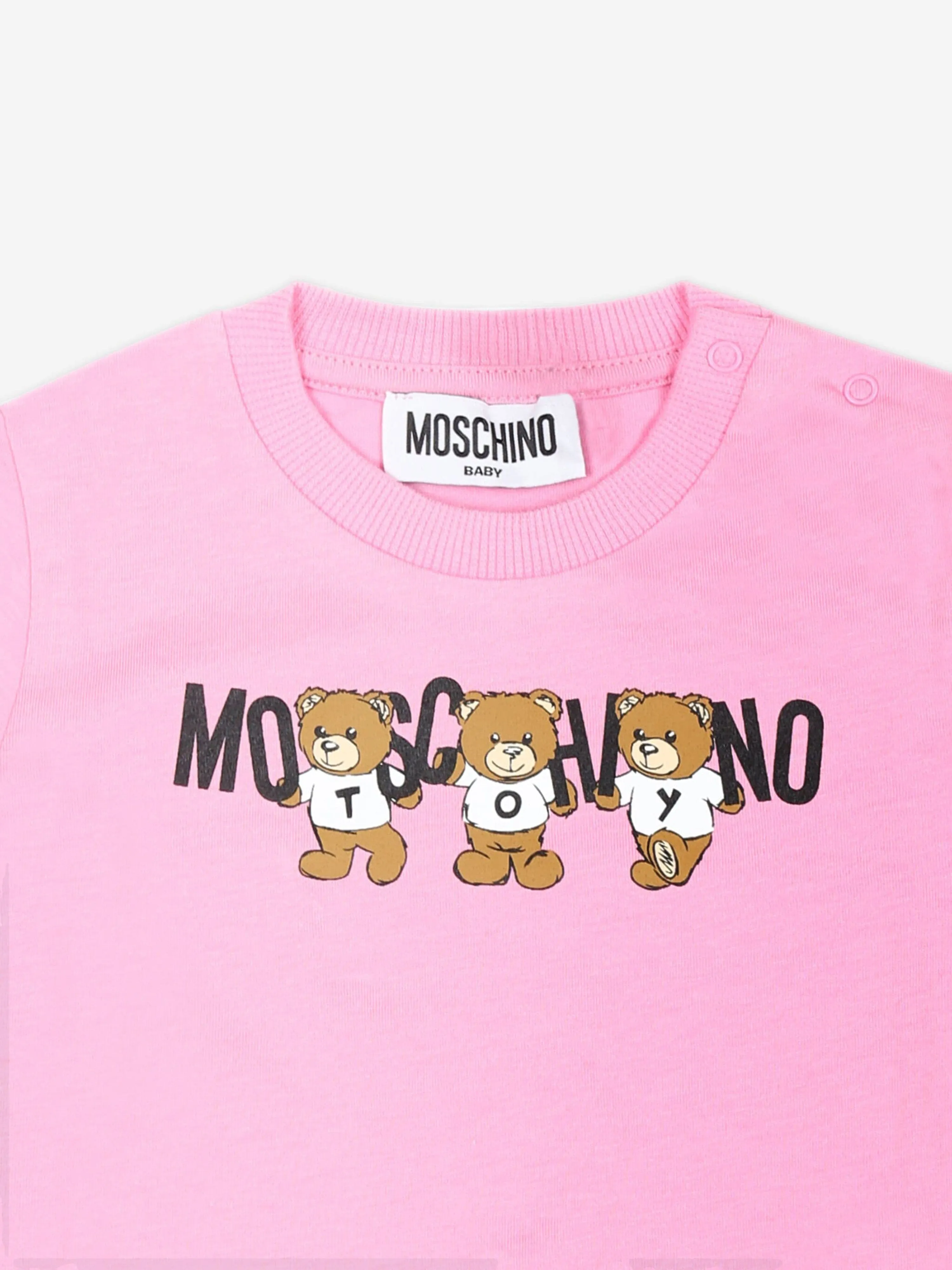 Moschino Baby Girls Bear Logo T-Shirt in Pink