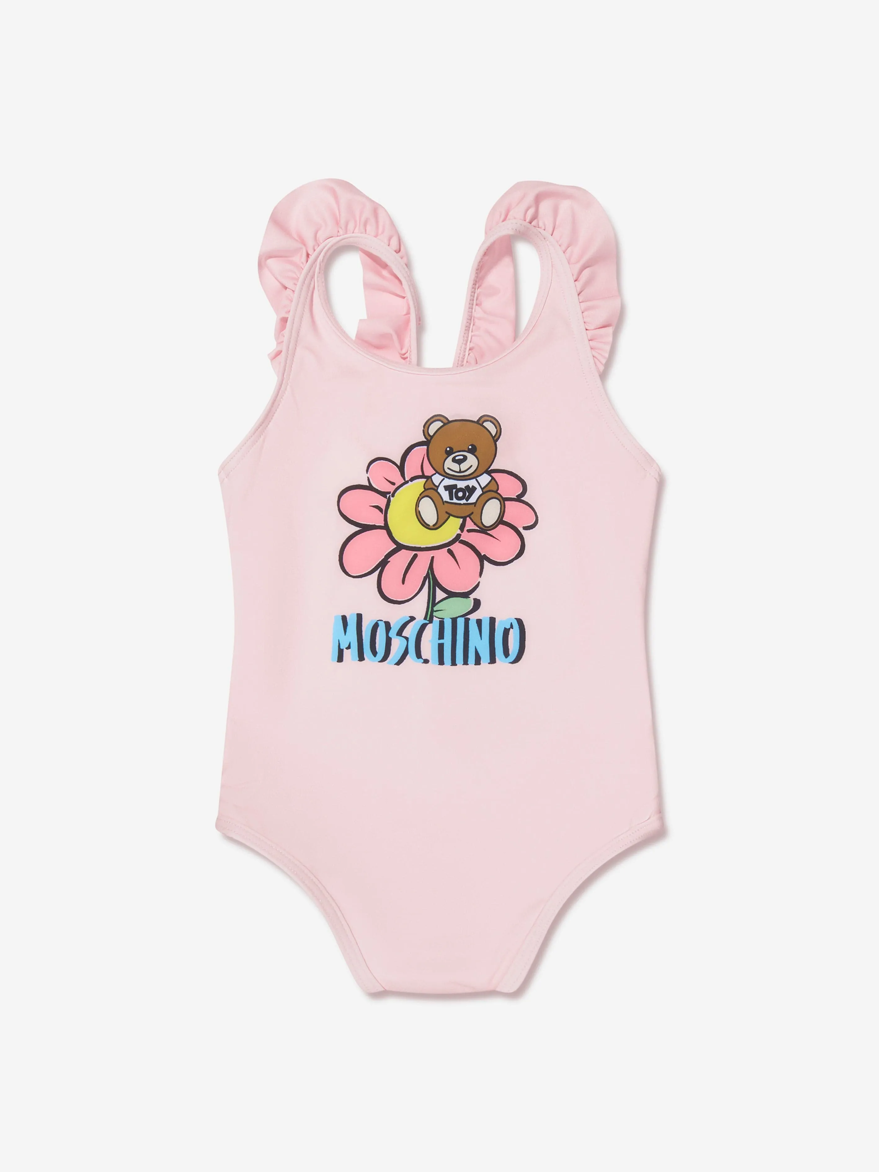 Moschino Baby Girls Teddy Flower Swimsuit in Pink