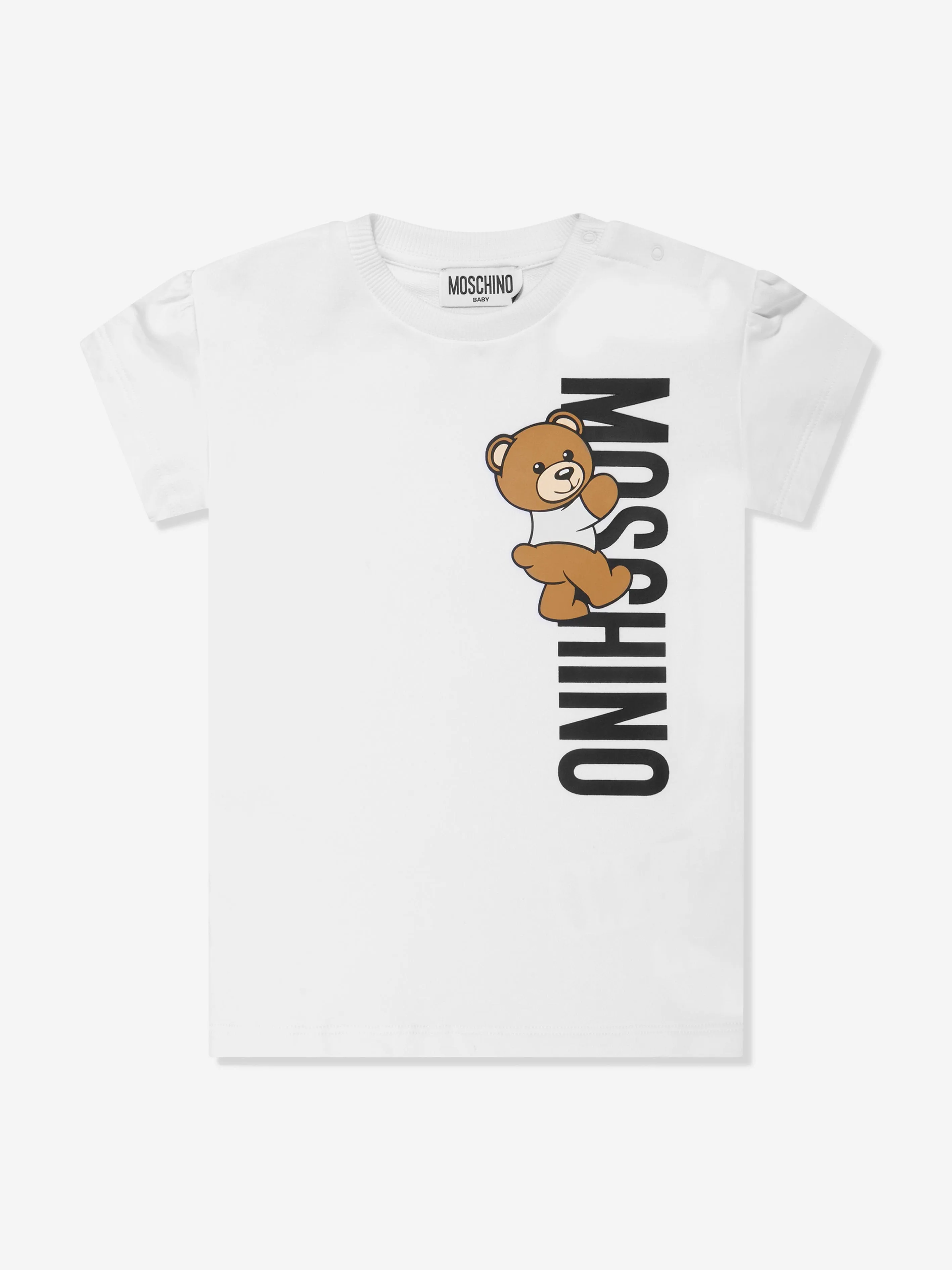 Moschino Baby Girls Teddy Logo Jersey Dress in White