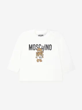 Moschino Baby Long Sleeve Logo T-Shirt in Ivory