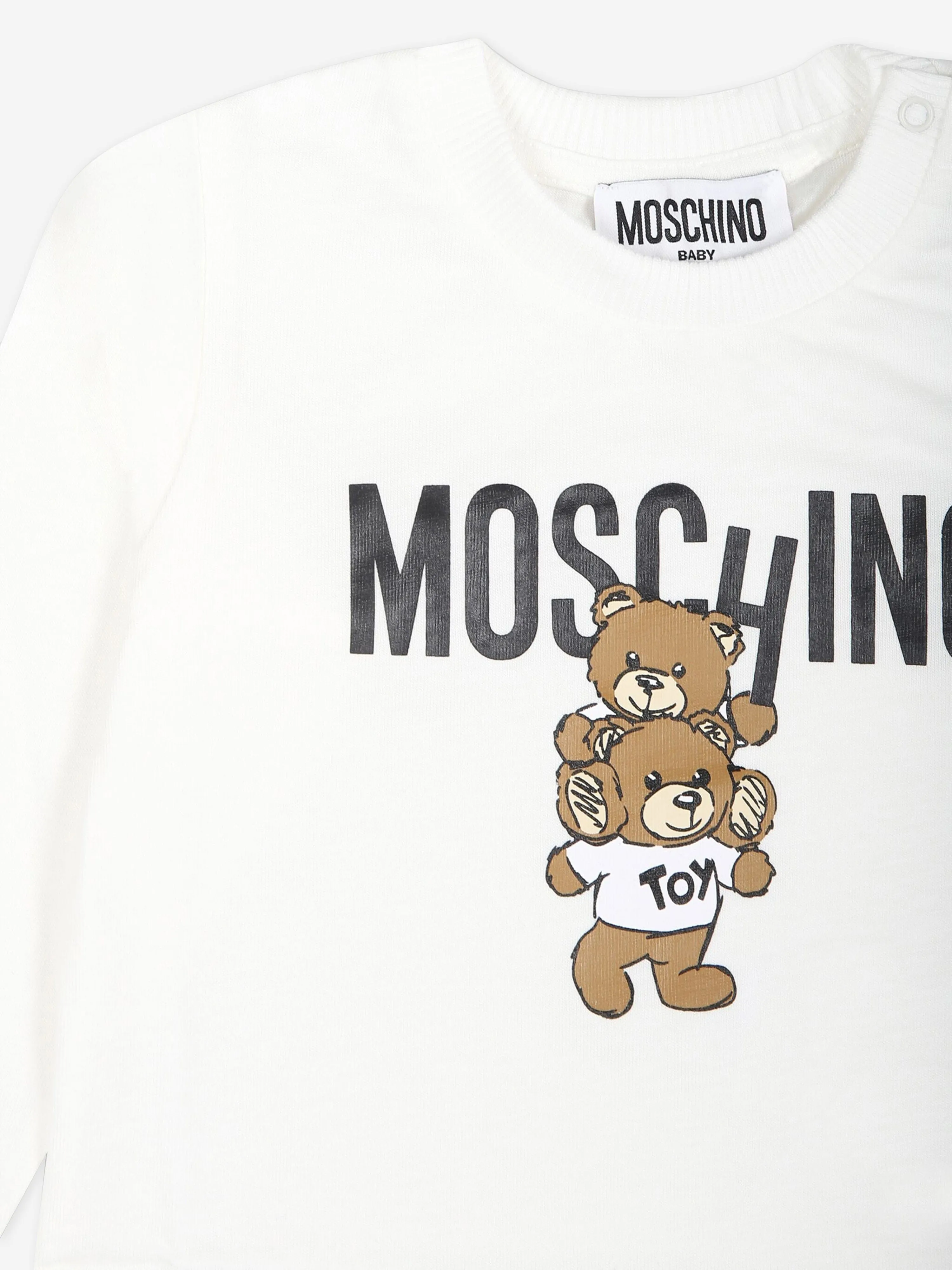 Moschino Baby Long Sleeve Logo T-Shirt in Ivory