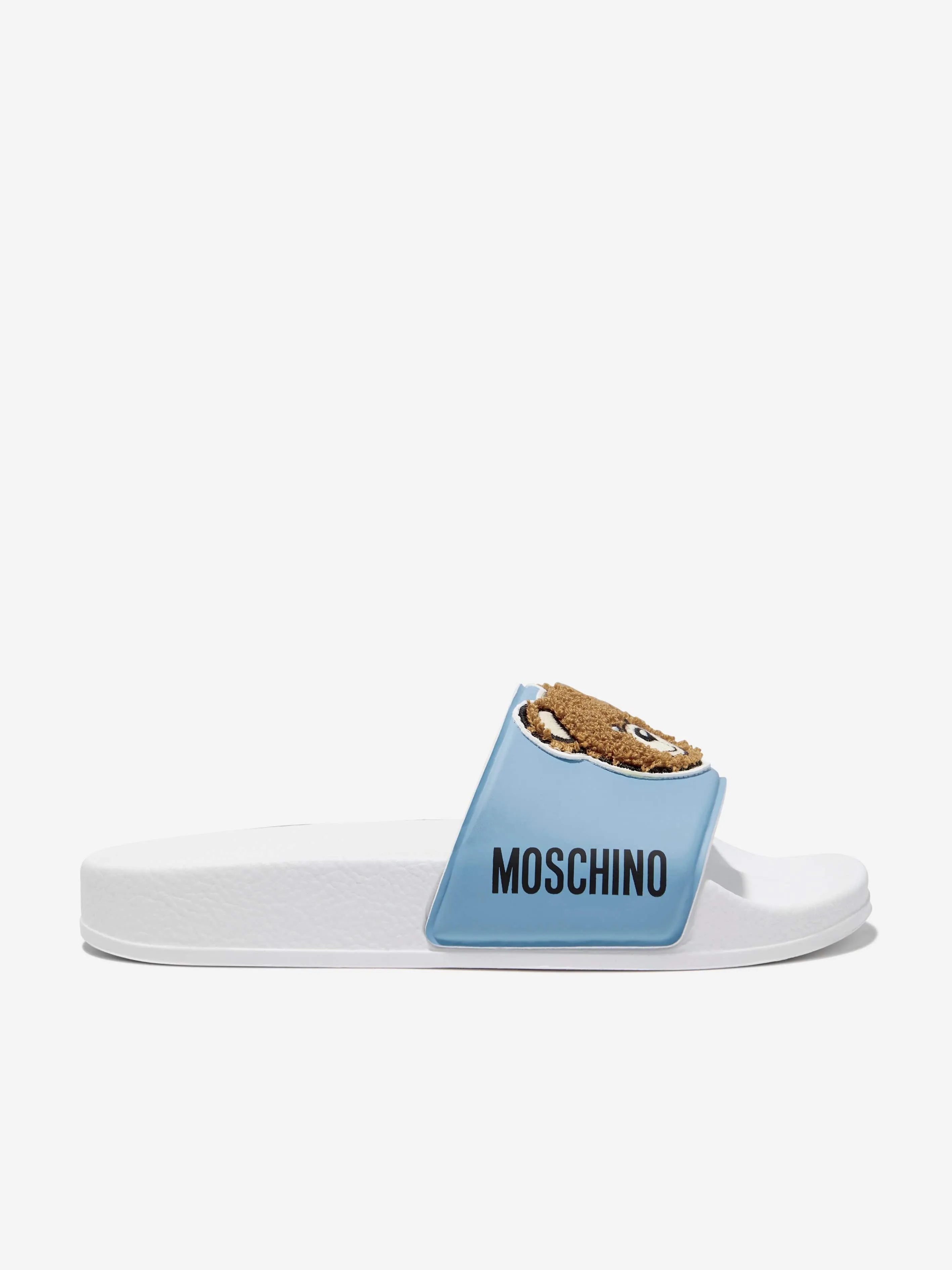 Moschino Girls Teddy Bear Sliders in Blue