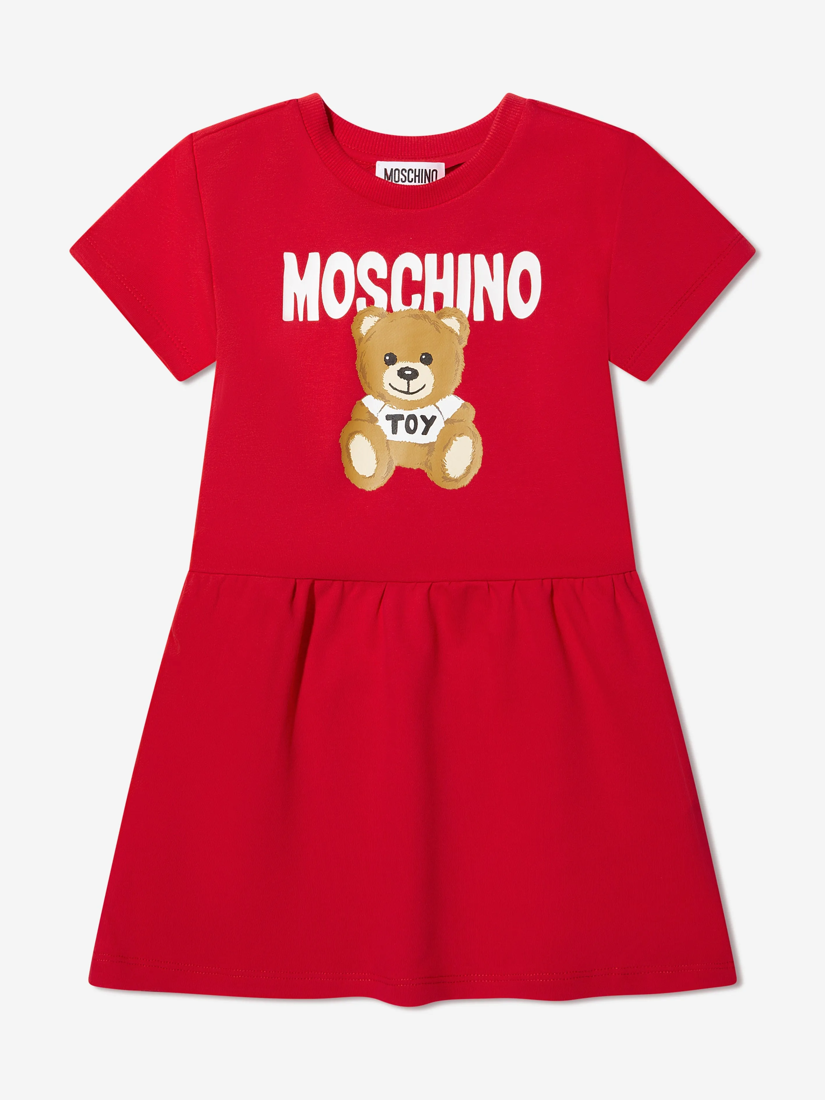 Moschino Girls Teddy Logo Dress in Red