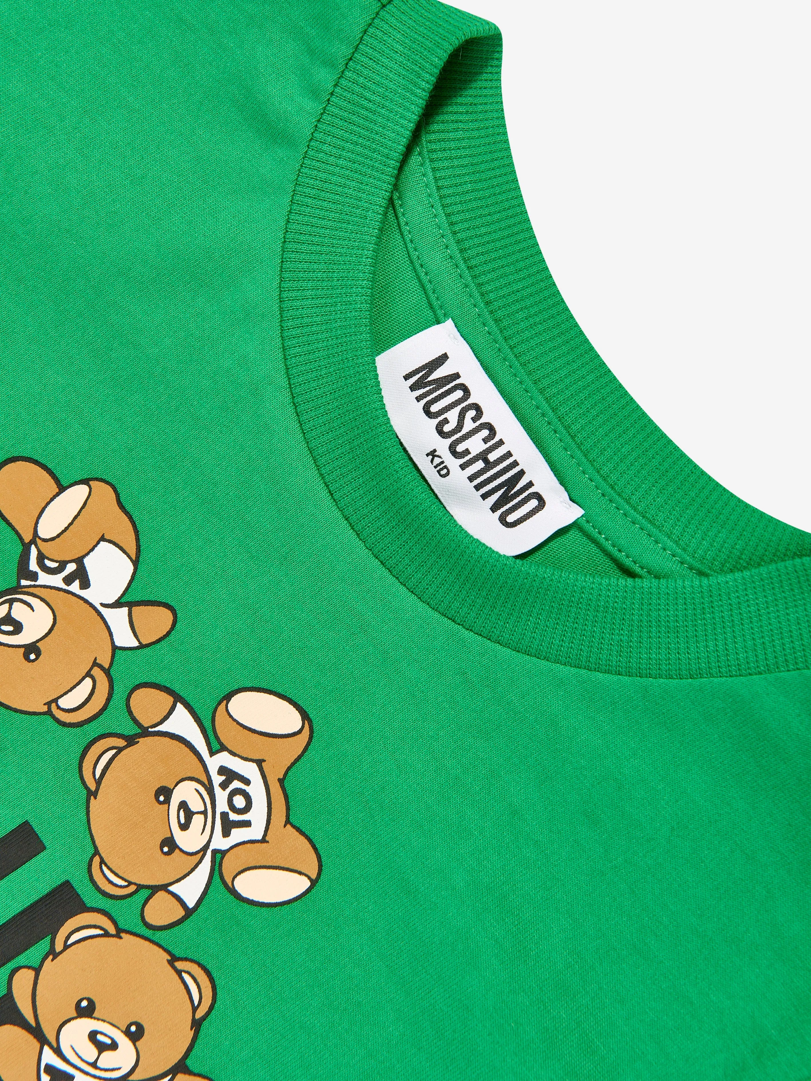 Moschino Kids Teddy Logo T-Shirt in Green