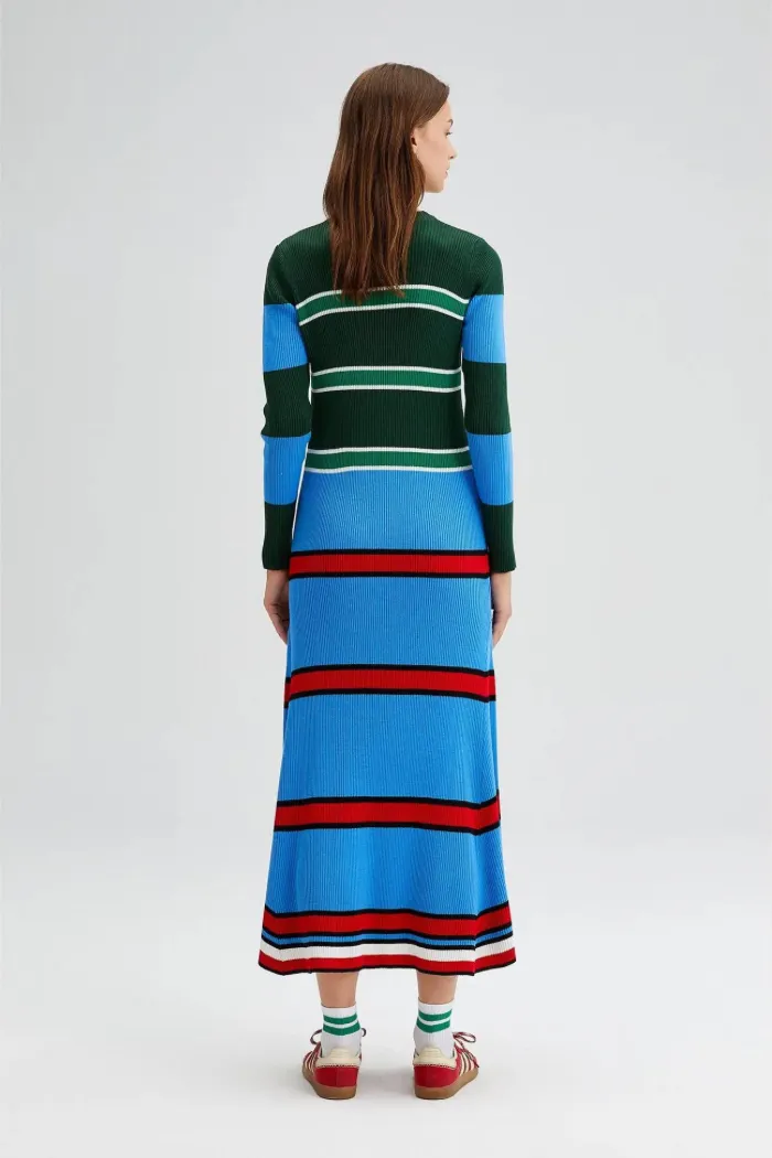 Multicolored Striped Knit Dress