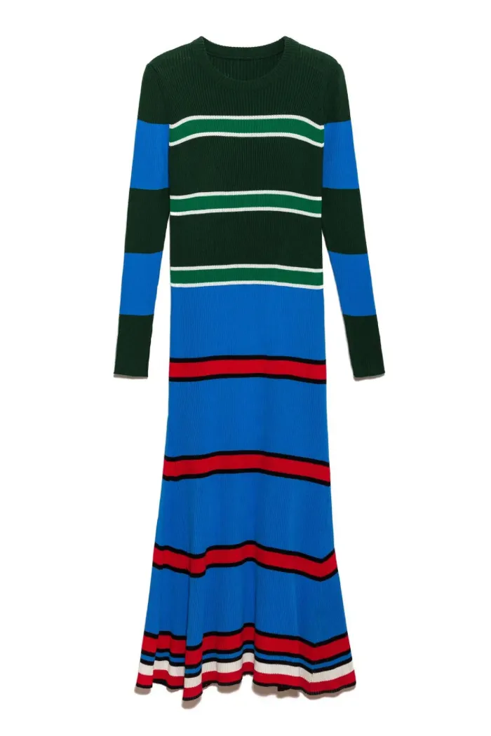 Multicolored Striped Knit Dress