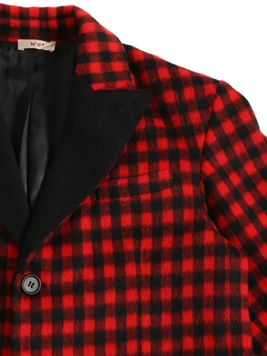 N°21   Checked print wool blend jacket w/logo 