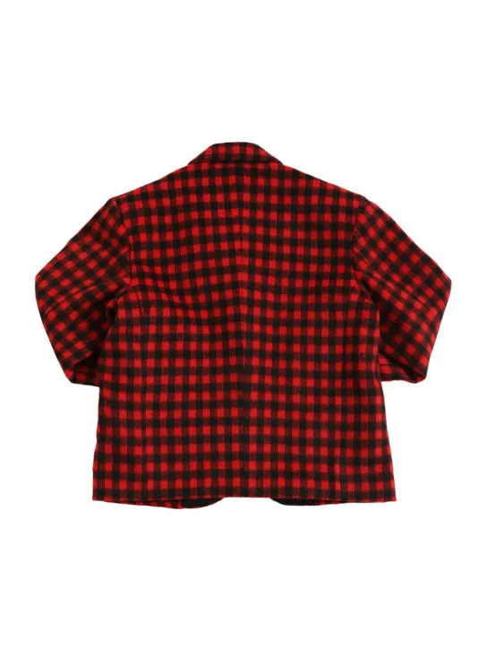 N°21   Checked print wool blend jacket w/logo 