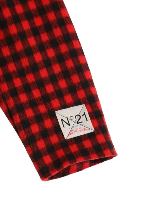 N°21   Checked print wool blend jacket w/logo 