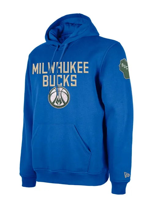 New Era City Edition 2024-25 Ball Logo Milwaukee Bucks Hooded Sweatshirt