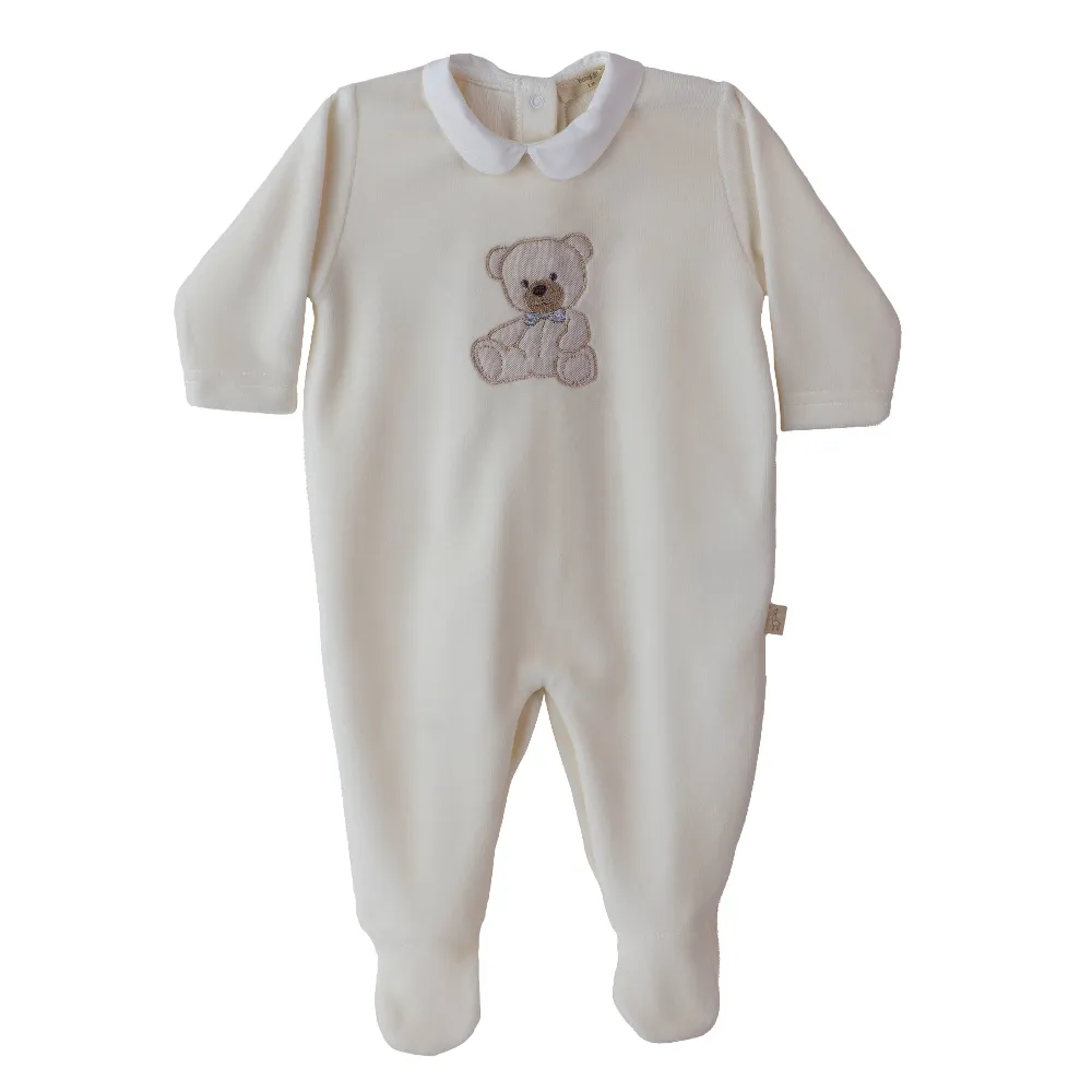 New In Baby Gi Sweet Teddy Ivory Cotton Sleepsuit