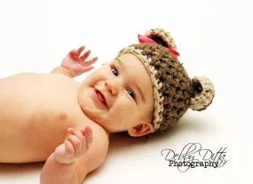 Newborn Girl Teddy Bear Hat