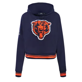 NFL CHICAGO BEARS RETRO CLASSIC WOMEN'S CROPPED PO HOODIE (MIDNIGHT NAVY/ORANGE/MIDNIGHT NAVY)