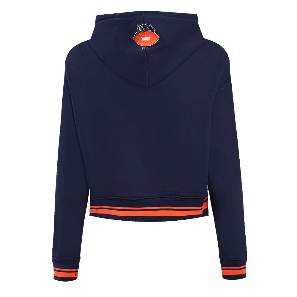 NFL CHICAGO BEARS RETRO CLASSIC WOMEN'S CROPPED PO HOODIE (MIDNIGHT NAVY/ORANGE/MIDNIGHT NAVY)