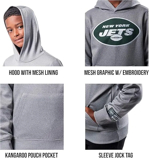 NFL Official Youth Super Soft Hoodie Sweatshirt Pullover - Warm Polyester Blend|New York Jets