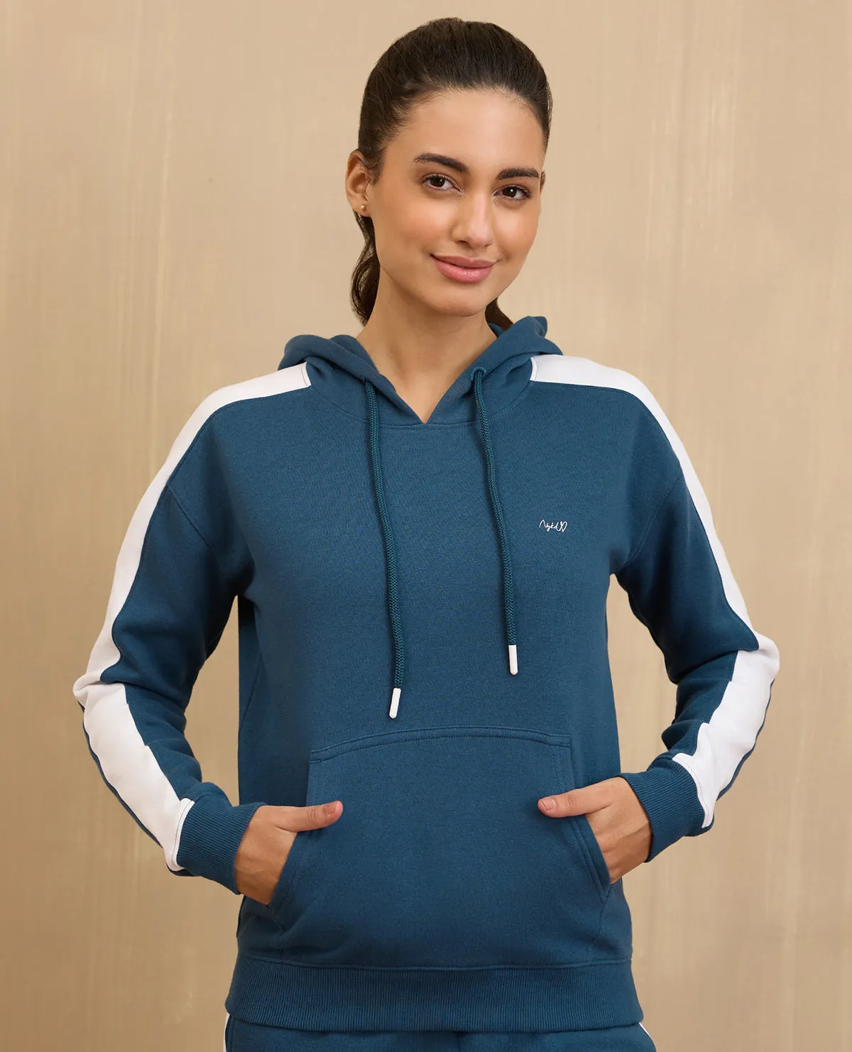 NYKD By Nykaa Cozy Fleece Hoodie Sweatshirt -NYLE702-Blue