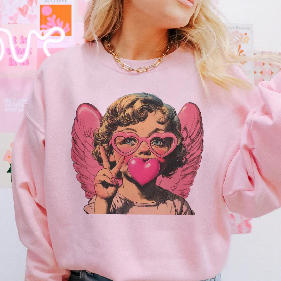 Online Exclusive | Bubblegum Cupid Valentine Graphic Sweatshirt in Pink