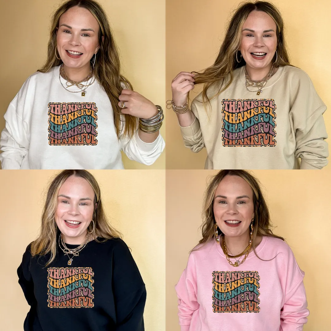 Online Exclusive | Thankful Animal Print Graphic Sweatshirt in Multiple Color Options