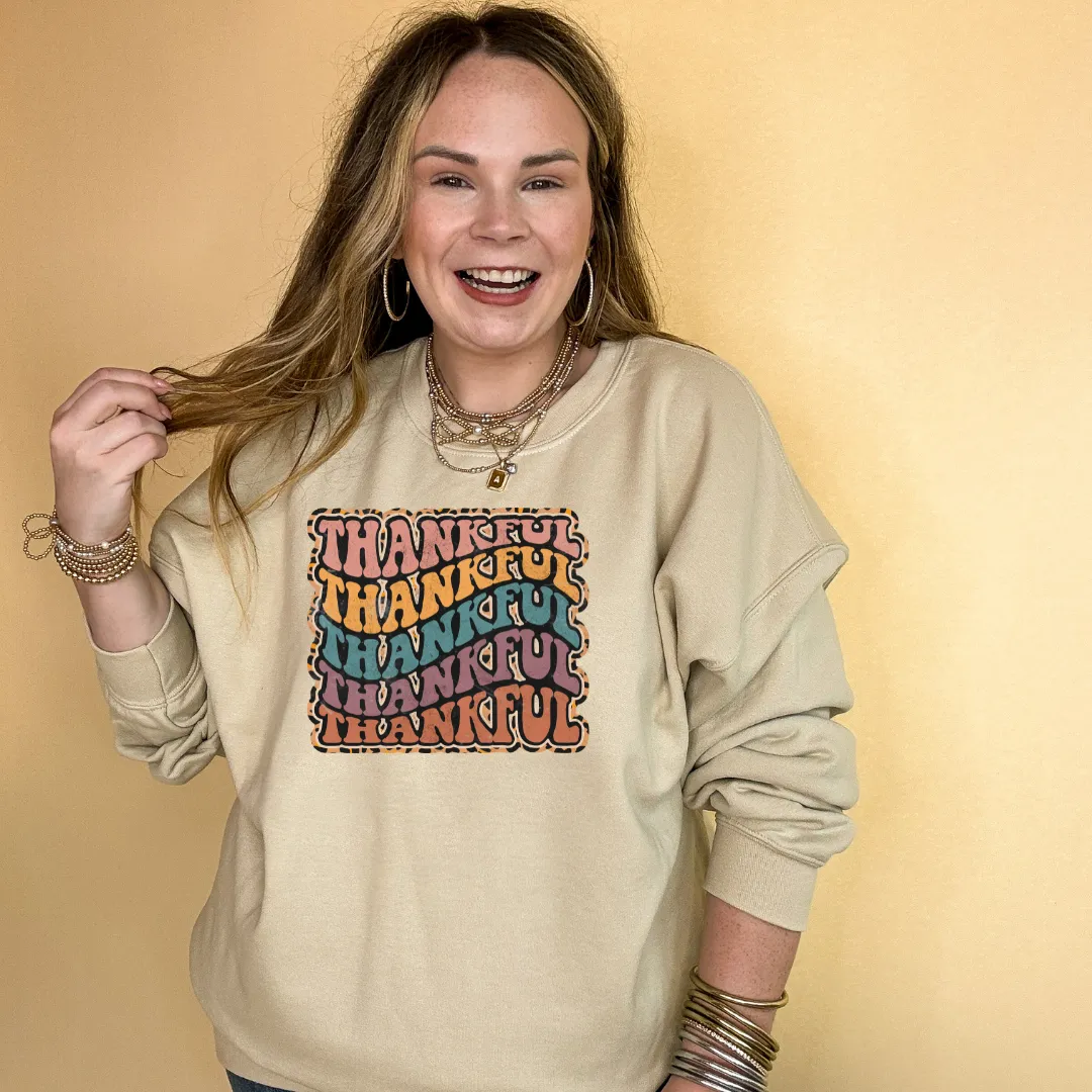 Online Exclusive | Thankful Animal Print Graphic Sweatshirt in Multiple Color Options