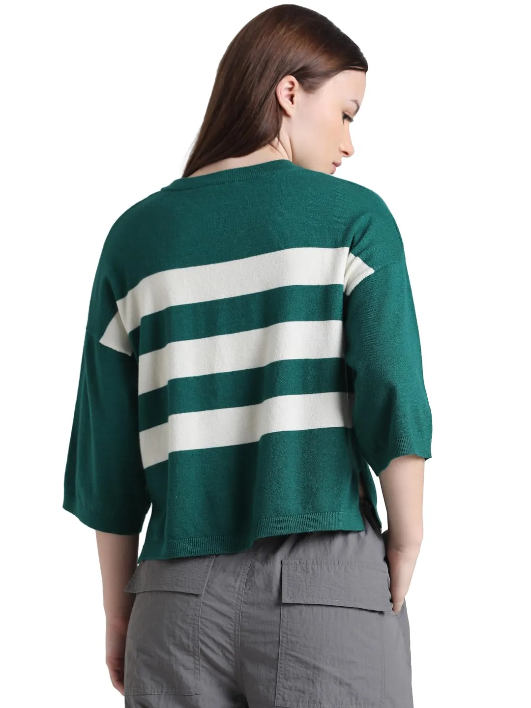 ONLY Women's Viscose Round Neck Pullover Sweater (15323364- Aventurine