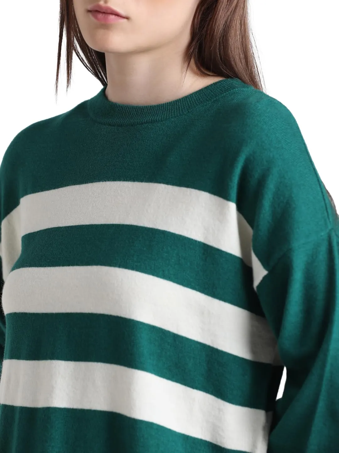 ONLY Women's Viscose Round Neck Pullover Sweater (15323364- Aventurine