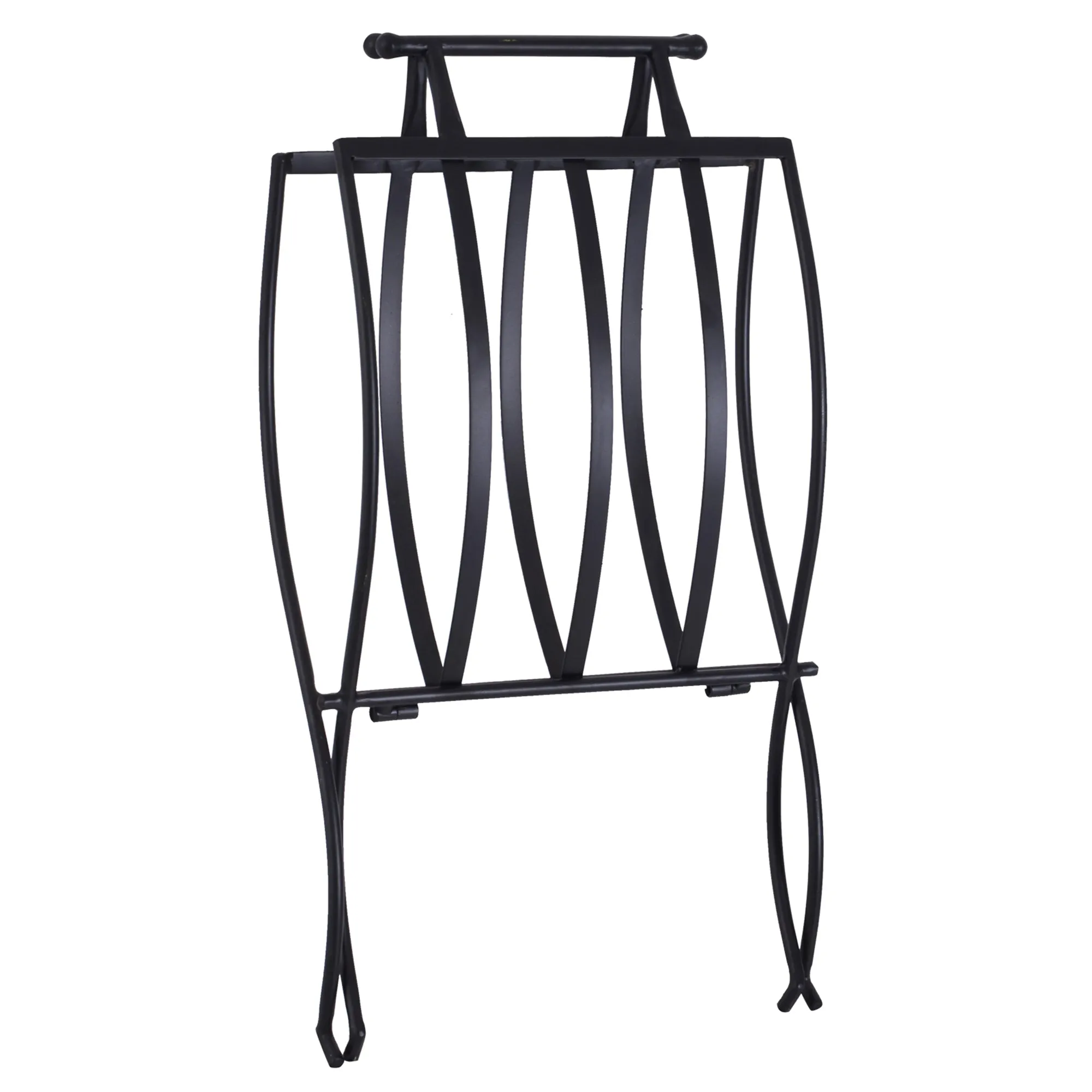 Outsunny Folding Wood Log Holder Storage Rack Matte Metal Elevated Indoor